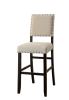 Rustic Charm Ivory Linen Like Fabric 2pcs Counter Height Bar Chairs Kitchen Furniture Nailhead Trim Antique Black Bold Distressed Details Wood