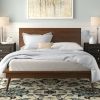 Modern Sleek Design 1pc Full Platform Bed Durable Brown Wooden Bedroom Furniture