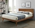 Modern Sleek Design 1pc Full Platform Bed Durable Brown Wooden Bedroom Furniture