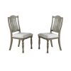 Classic Light Grey Plush Upholstered Cushion Chairs Set of 2pc Dining Chair Open Slats Back Design