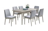 Natural Wood Grain Color Set of 2pc Dining Chairs Dining Room Furniture Upholstered Fabric Plush Cushion Seat